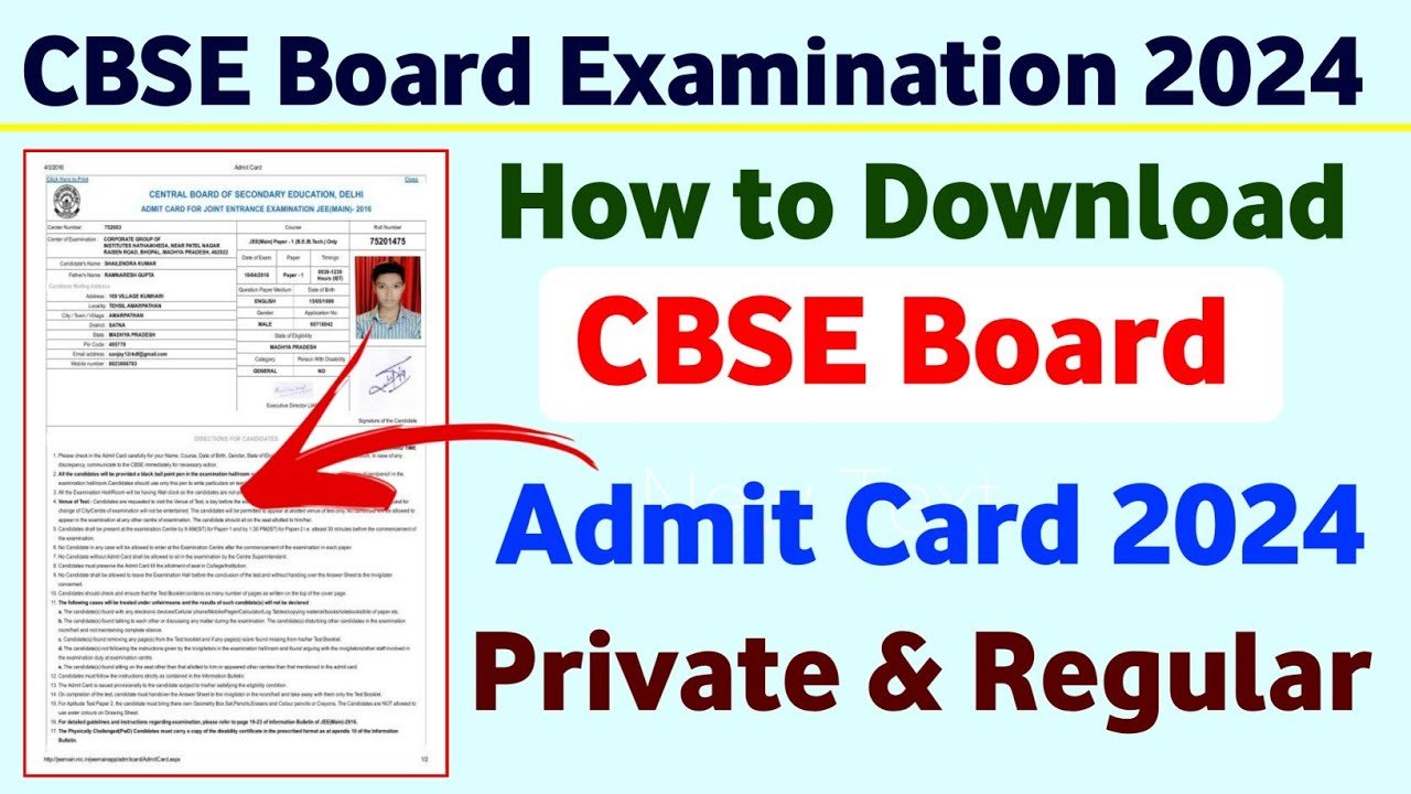 CBSE Admit Card 2024 Out
