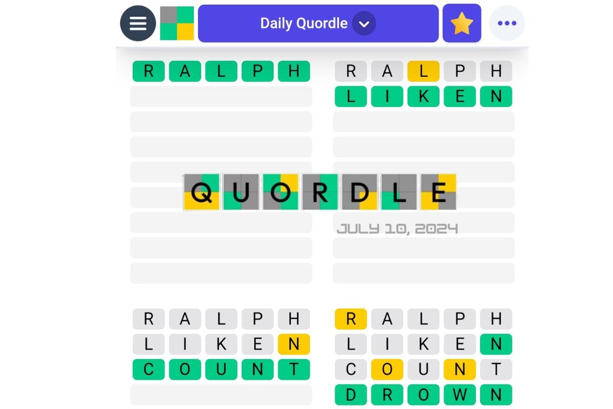 Quordle July 10, 2024