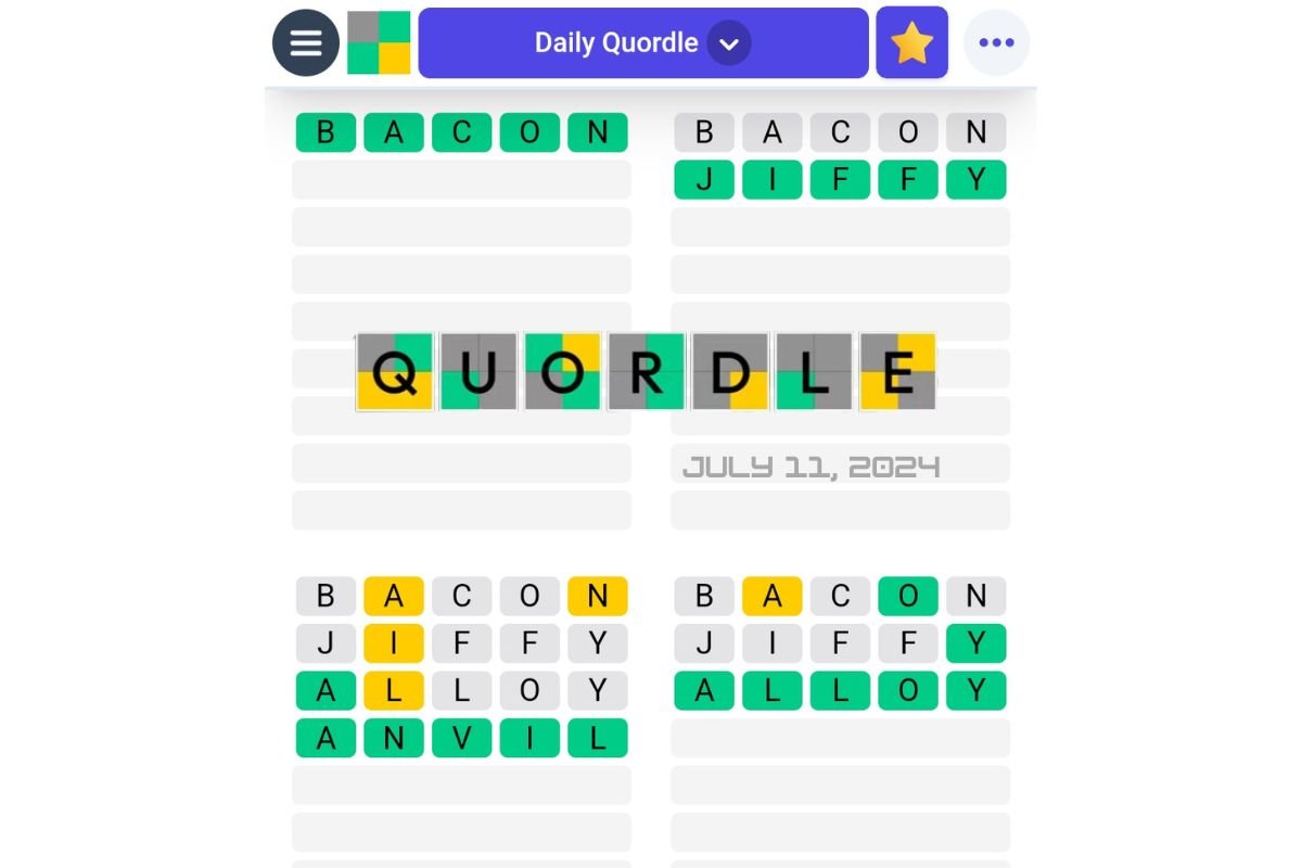 Quordle July 11, 2024